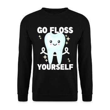 Go Floss Yourself Dentist Dentistry Dental Tooth - Unisex Pullover - Schwarz - Vorne - Alina (178cm) & Michal (187cm)