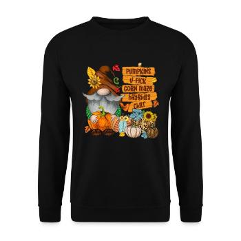 Gnome Pumpkins U Pick Corn Maze Hayrides Cider - Sweat-shirt Unisexe - noir - Devant - Alina (178cm) & Michal (187cm)