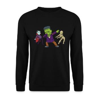 Dabbing Halloween Monster Monster Geschenk - Unisex Pullover - Schwarz - Vorne - Alina (178cm) & Michal (187cm)