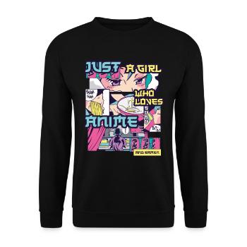 Anime And Ramen Anime Geschenk - Unisex Pullover - Schwarz - Vorne - Alina (178cm) & Michal (187cm)