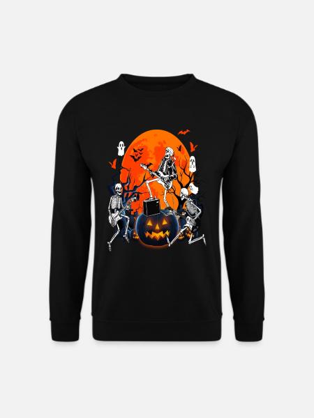 Skeleton Dancing Halloween Guitar T Shirt - Unisex Sweatshirt - black