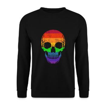Lgbt Regenbogenfarben Totenkopf - Unisex Pullover - Schwarz - Vorne - Alina (178cm) & Michal (187cm)
