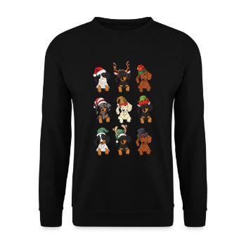 Dachshund Christmas Costume - Unisex Pullover - Schwarz - Vorne - Alina (178cm) & Michal (187cm)