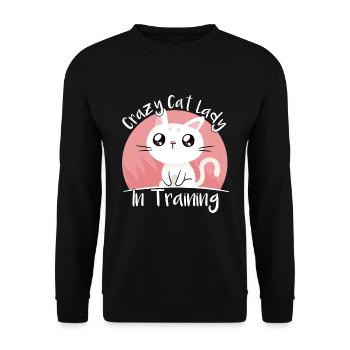 Crazy Cat Lady en train de dresser un chaton - Sweat-shirt Unisexe - noir - Devant - Alina (178cm) & Michal (187cm)