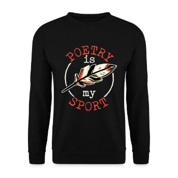 Poesie ist mein Sport Poet Writer - Unisex Pullover - Schwarz - Vorne - Alina (178cm) & Michal (187cm)