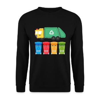 J'aime les camions-poubelles - Sweat-shirt Unisexe - noir - Devant - Alina (178cm) & Michal (187cm)