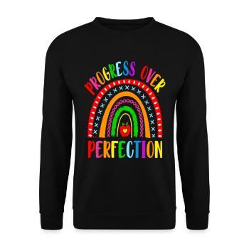 Rainbow Progress Over Perfection Motivational - Unisex Pullover - Schwarz - Vorne - Alina (178cm) & Michal (187cm)