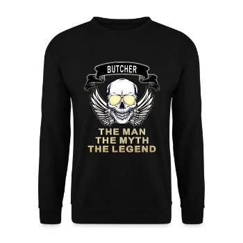 Butcher The Man The Myth The Legend - Unisex Pullover - Schwarz - Vorne - Alina (178cm) & Michal (187cm)