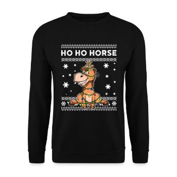 Cheval Ugly Christmas Sweater Cadeau - Sweat-shirt Unisexe - noir - Devant - Alina (178cm) & Michal (187cm)