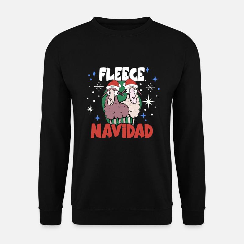 Lama Weihnachten Fleece Navidad - Unisex Pullover - Schwarz