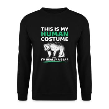 Halloween Bär Kostüm Lustig - Unisex Pullover - Schwarz - Vorne - Alina (178cm) & Michal (187cm)