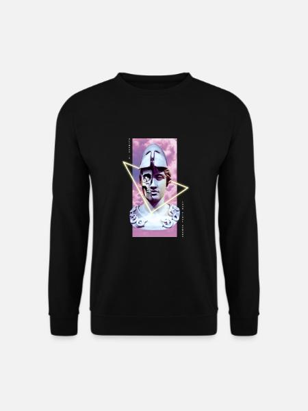 Griechische Krieger Vaporwave Statue - Unisex Pullover - Schwarz