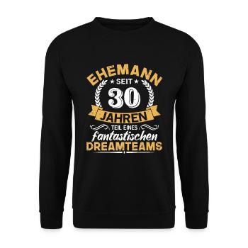 30. Hochzeitstag Ehemann seit 30 Jahren Geschenk - Unisex Pullover - Schwarz - Vorne - Alina (178cm) & Michal (187cm)
