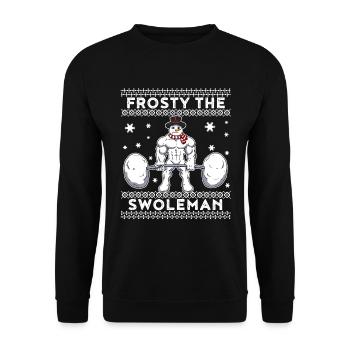 Frosty The Swoleman Schneemann Geschenk - Unisex Pullover - Schwarz - Vorne - Alina (178cm) & Michal (187cm)