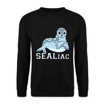 Celiac SEALiac Gluten Allergy - Unisex Sweatshirt - black - Front - Alina (178cm) & Michal (187cm)
