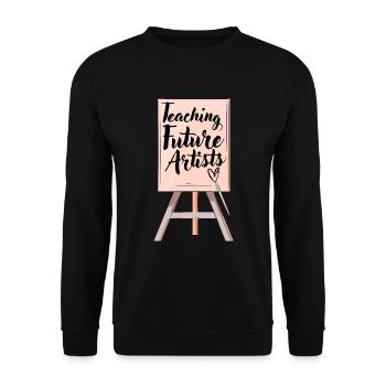 Kunstlehrerin unterrichtet zukünftige Künstler - Unisex Pullover - Schwarz - Vorne - Alina (178cm) & Michal (187cm)