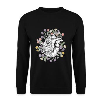 Head and Heart Brain Anatomy - Unisex Sweatshirt - black - Front - Alina (178cm) & Michal (187cm)