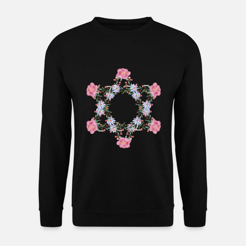 Fleurs de l'étoile de David juive - Sweat-shirt Unisexe - noir