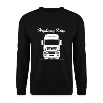 LKW-Fahrer - Highway King - Unisex Pullover - Schwarz - Vorne - Alina (178cm) & Michal (187cm)