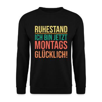 Ruhestand Pensionierung Abschiedsfeier Abschieds - Unisex Pullover - Schwarz - Vorne - Alina (178cm) & Michal (187cm)