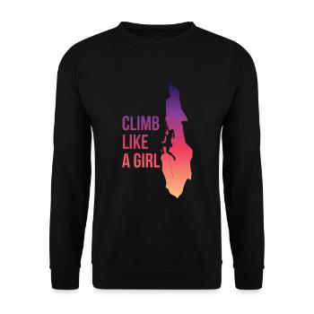 Climb Like A Girl Climbing Gift - Unisex Sweatshirt - black - Front - Alina (178cm) & Michal (187cm)