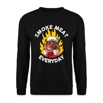 Smoke Meat Everyday BBQ Gift - Unisex Sweatshirt - black - Front - Alina (178cm) & Michal (187cm)