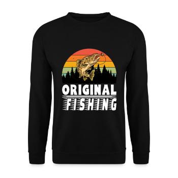 Original Fishing Angeln Fischen Outdoor - Unisex Pullover - Schwarz - Vorne - Alina (178cm) & Michal (187cm)