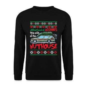 Jolliest Bunch Of Assholes Side Of The Nuthouse - Unisex Sweatshirt - black - Front - Alina (178cm) & Michal (187cm)