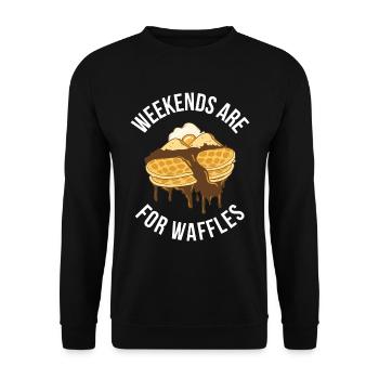 Weekends Are For Waffles Waffle Gift - Unisex Sweatshirt - black - Front - Alina (178cm) & Michal (187cm)