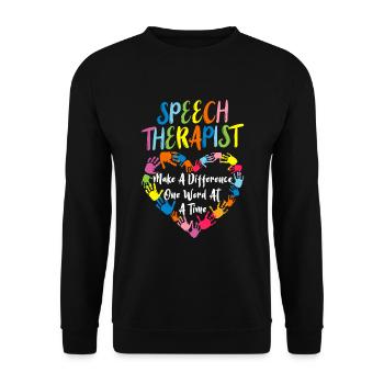 Orthophoniste Speech Language Pathologist Speechie - Sweat-shirt Unisexe - noir - Devant - Alina (178cm) & Michal (187cm)