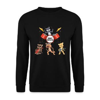 Heavy Meowtal Heavy Metal Geschenk - Unisex Pullover - Schwarz - Vorne - Alina (178cm) & Michal (187cm)