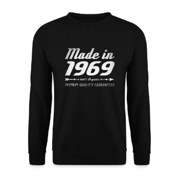 Fabriqué en 1969 Cadeau d’anniversaire 53 ans rétro - Sweat-shirt Unisexe - noir - Devant - Alina (178cm) & Michal (187cm)