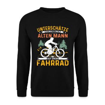 Never underestimate an old man with a bike - Unisex Sweatshirt - black - Front - Alina (178cm) & Michal (187cm)