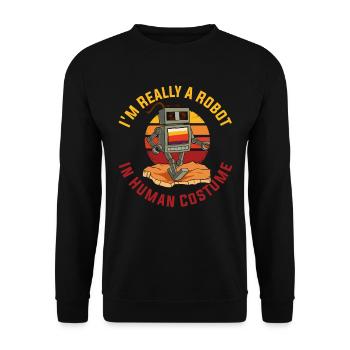 I Am A Robot Roboter Geschenk - Unisex Pullover - Schwarz - Vorne - Alina (178cm) & Michal (187cm)