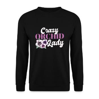 Orchideenliebhaberin Verrückte Orchideenfrau - Unisex Pullover - Schwarz - Vorne - Alina (178cm) & Michal (187cm)
