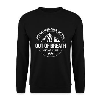 Proud Member Of The Out Of Breath Hiking Club - Unisex Pullover - Schwarz - Vorne - Alina (178cm) & Michal (187cm)