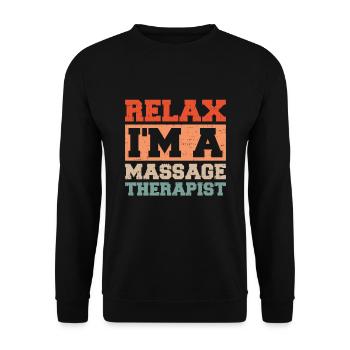 Massagetherapie Entspannen Sie sich Ich bin ein - Unisex Pullover - Schwarz - Vorne - Alina (178cm) & Michal (187cm)