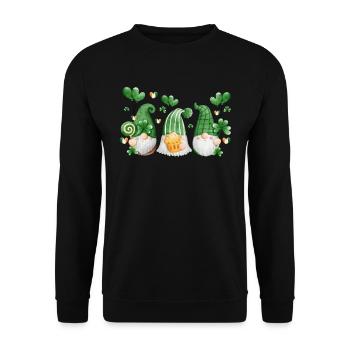 Gnome Irish Lucky Beer Drinking - Unisex Pullover - Schwarz - Vorne - Alina (178cm) & Michal (187cm)