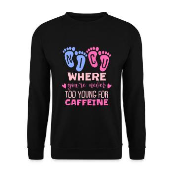 Caffeine NICU Nurse - Unisex Sweatshirt - black - Front - Alina (178cm) & Michal (187cm)