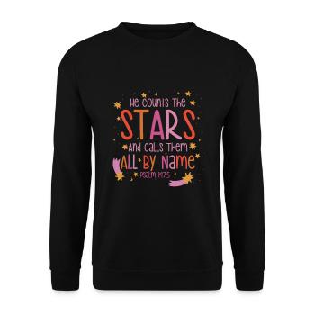He Counts The Stars Psalm 147:4 - Unisex Sweatshirt - black - Front - Alina (178cm) & Michal (187cm)