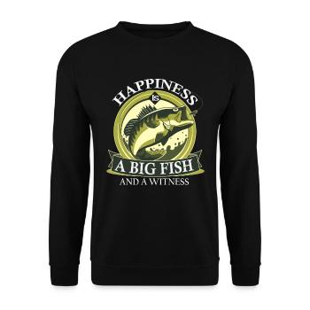 Le bonheur est un gros poisson - Sweat-shirt Unisexe - noir - Devant - Alina (178cm) & Michal (187cm)