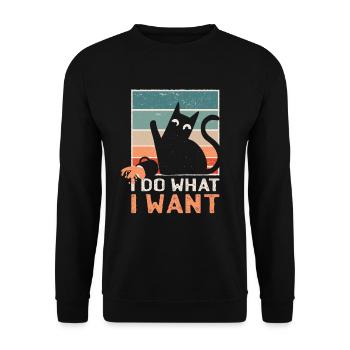 I Do What I Want Cheeky Cat Cat Funny - Unisex Sweatshirt - black - Front - Alina (178cm) & Michal (187cm)