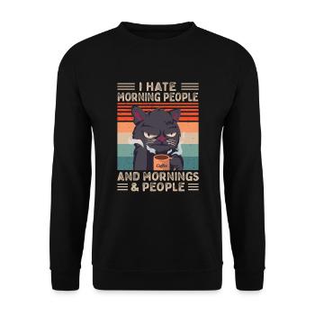 Café de chat disant Morning Grouch Late Riser - Sweat-shirt Unisexe - noir - Devant - Alina (178cm) & Michal (187cm)