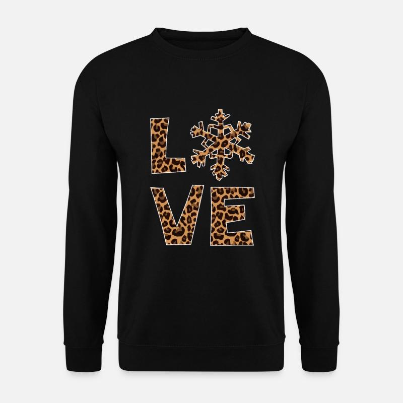 Leopardenmuster Liebe Schnee - Unisex Pullover - Schwarz