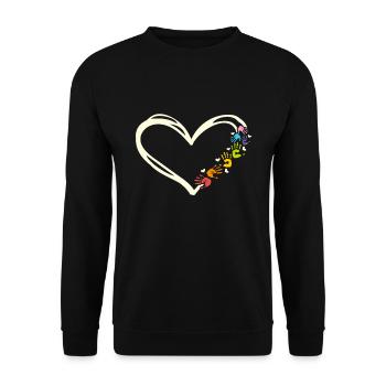 Empreintes de mains en forme de cœur d'un - Sweat-shirt Unisexe - noir - Devant - Alina (178cm) & Michal (187cm)