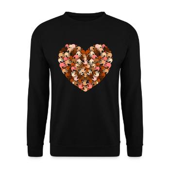 Noir Mélanine Mains Cœur - Sweat-shirt Unisexe - noir - Devant - Alina (178cm) & Michal (187cm)