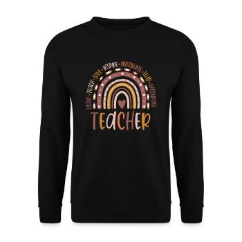 Teacher Melanin Rainbow - Unisex Sweatshirt - black - Front - Alina (178cm) & Michal (187cm)