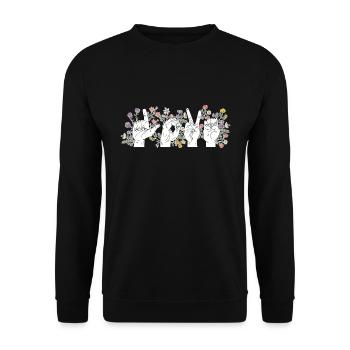 Gebärdensprache Liebe Valentinstag - Unisex Pullover - Schwarz - Vorne - Alina (178cm) & Michal (187cm)