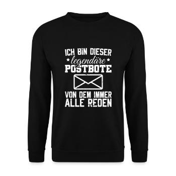 Post Paketdienst Zusteller Briefträger Postbote - Unisex Pullover - Schwarz - Vorne - Alina (178cm) & Michal (187cm)