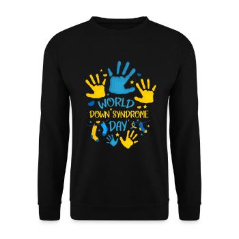 World Down Syndrome Day Hand Print Women - Unisex Sweatshirt - black - Front - Alina (178cm) & Michal (187cm)